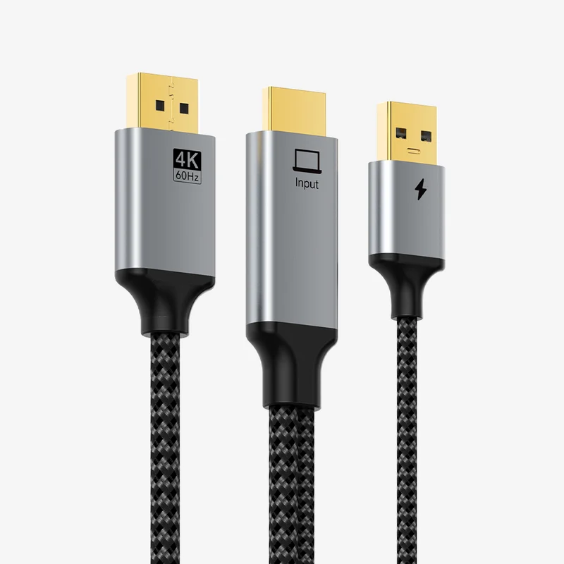 Unidirectional 4K 60Hz Active HDMI to DisplayPort Cable with USB Power for PS5, Xbox Series X, Laptop to Monitor