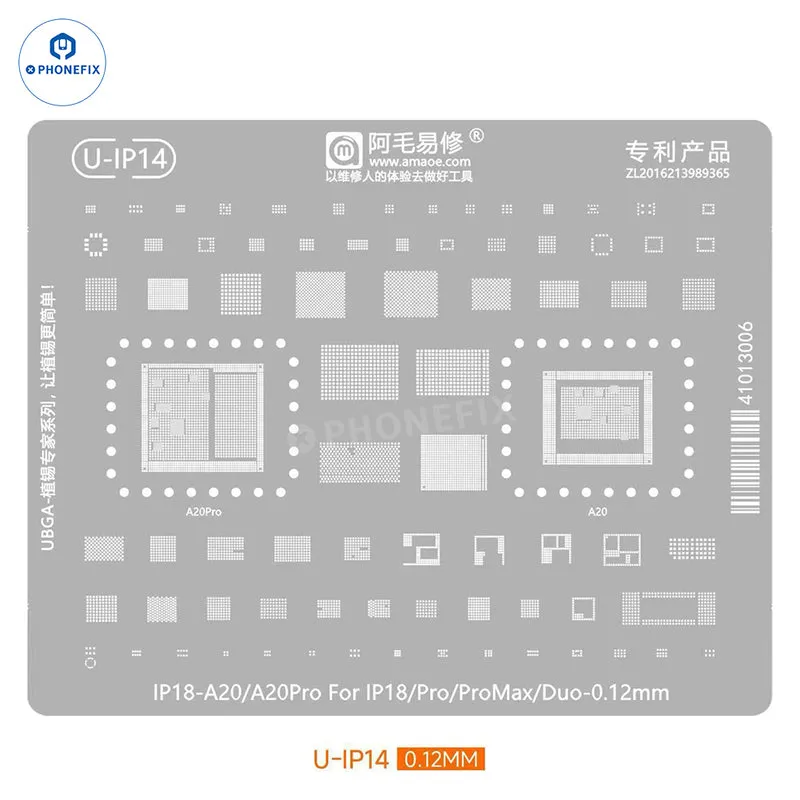 Pochoir AMAOE BGA pour iPhone 18 Pro Max (couche intermédiaire) et processeur A20 Pro