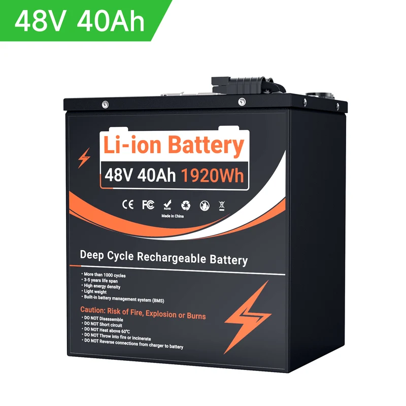 【EN STOCK UE】Batterie LiFePO4 48 V 40 A BMS50A 13S1P (sans chargeur) compatible avec les moteurs de vélos, motos et tricycles de 0 à 003 1800 W