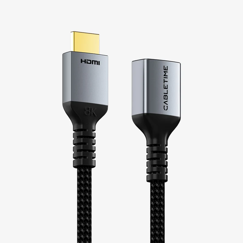 8K60Hz HDMI 2.1 Extension Cable 48Gbps Male to Female Adapter for PS5, Xbox, TV Stick, Monitor, Projector