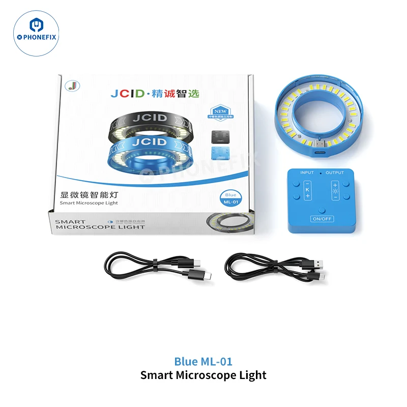 Anneau lumineux LED intelligent et réglable pour microscope JCID ML-01 ML-02 Pro