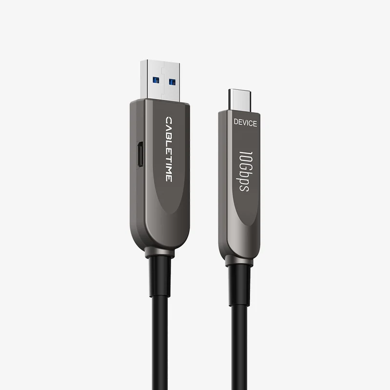 10Gbps USB-A to USB-C Active Optical Cable (AOC) 10–50m for Cameras & Industrial Use