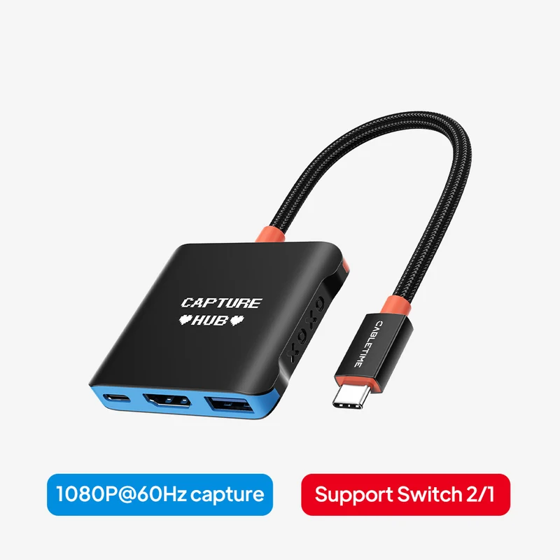 Nintendo Switch 2 Dock with Capture Card - 5-in-1 USB-C Hub for TV Gaming, Recording & Streaming