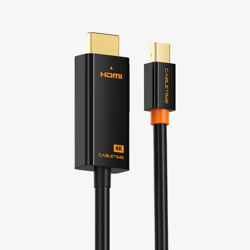 Black 4K 30Hz Mini DisplayPort to HDMI Cable