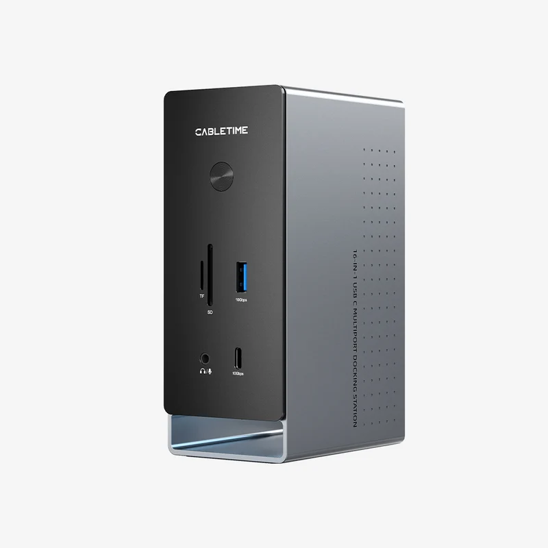 Three Monitor 16-in-1 USB Type C Docking Station with SSD Enclosure