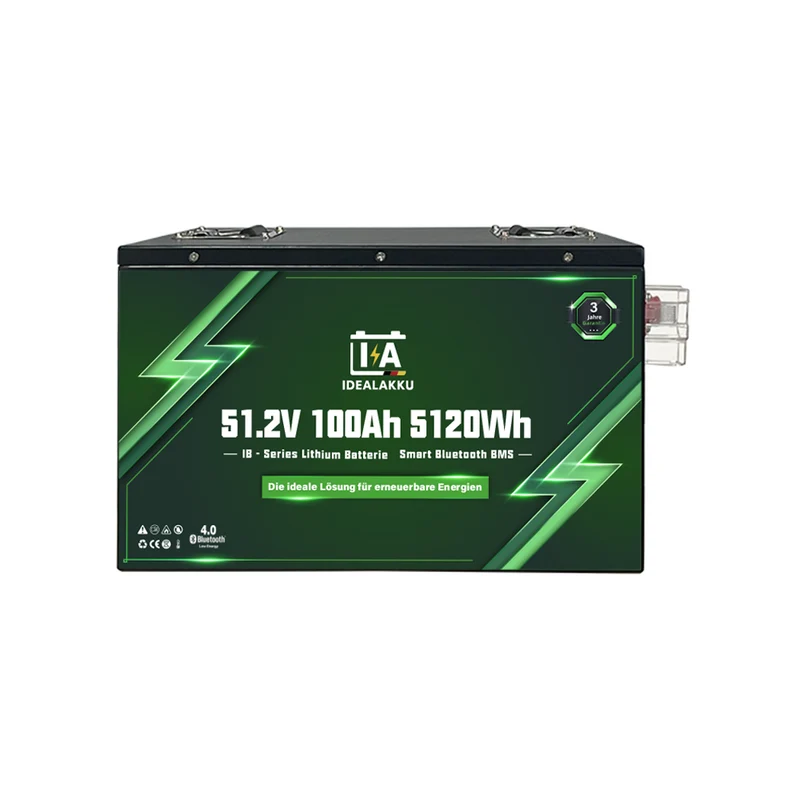 Batterie Lithium LiFePO4 48V 100Ah IDEALAKKU IB-48-100 Bluetooth BMS intégré – Remplacement AGM GEL