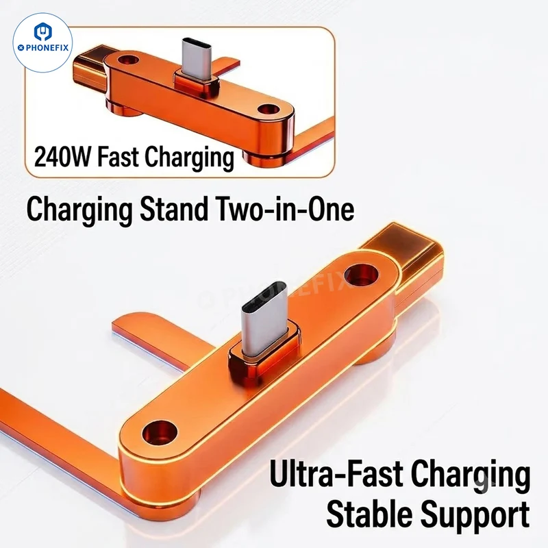 Adaptateur de charge rapide 240 W USB-C avec support de téléphone pliable