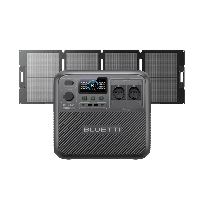 BLUETTI Elite 200 V2+200W | 2 600 W, 2 073,6 Wh, 200 W Kit générateur solaire