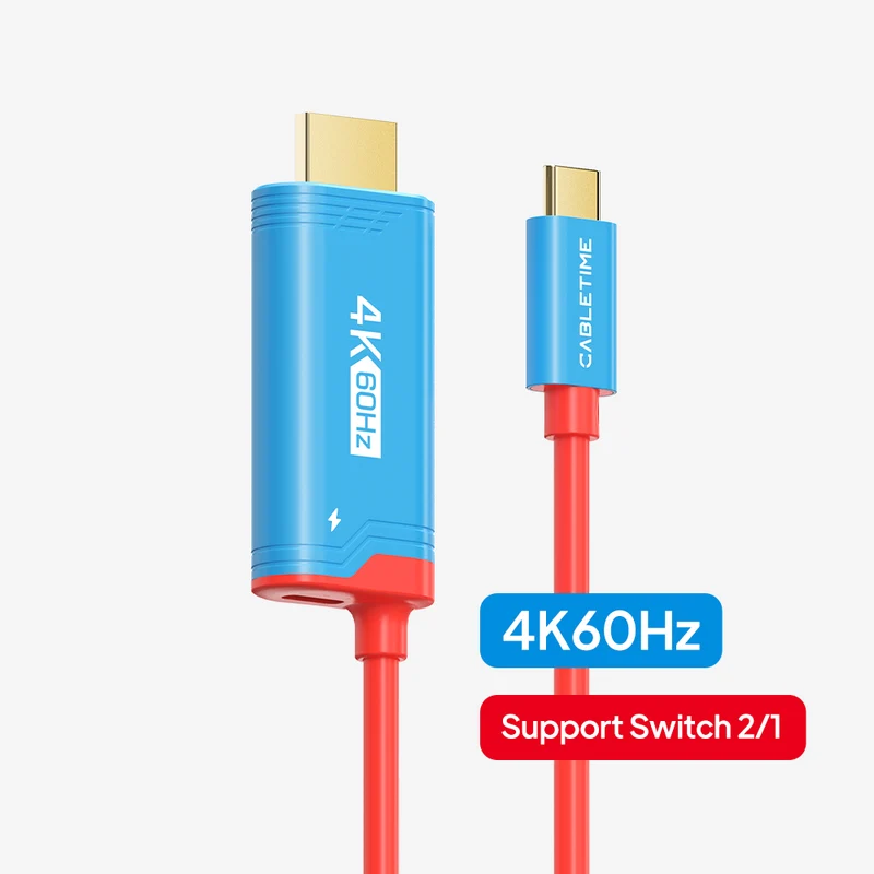 4K60Hz USB C to HDMI Adapter Cable for Nintendo Switch 2 Mini Dock with PD100W
