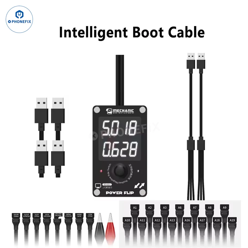Câble d'alimentation intelligent MECHANIC Power Flip pour iPhone 8-17 et Android