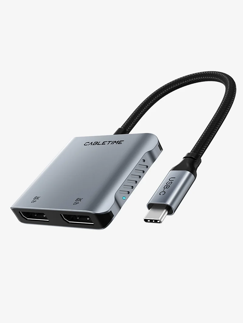 8K 4 IN 1 USB C to Dual DP Adapter Hub for Dell XPS 13 15,Lenovo ,Sumsung Chromebook