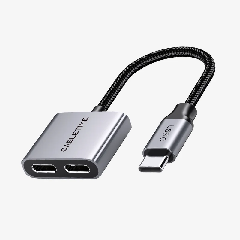 USB C Splitter 2-in-1 USB C to Dual USB C Headphone and Charger Adapter