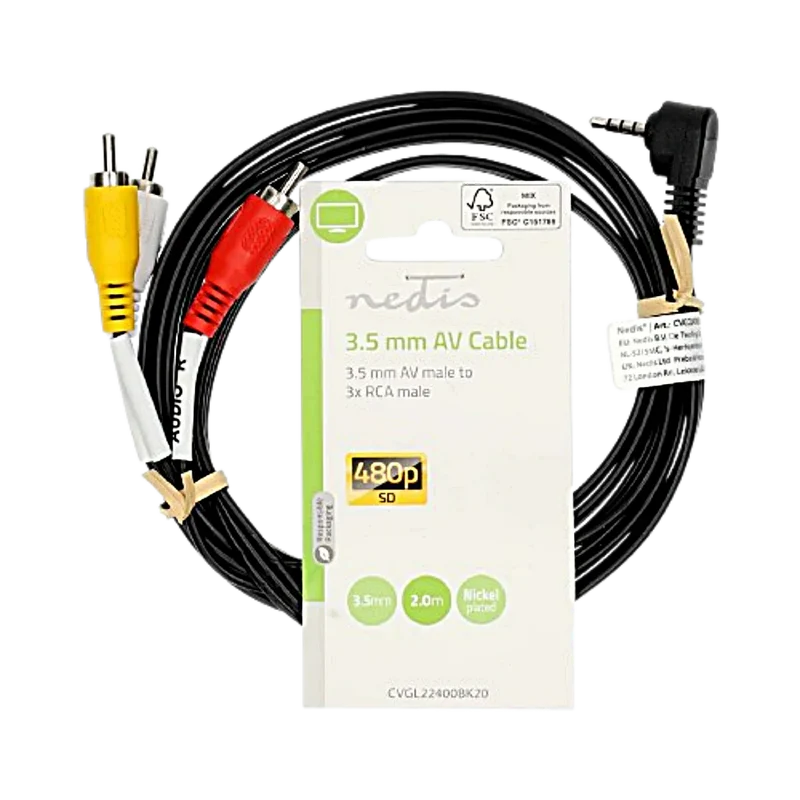 Câble Audio Vidéo Jack 3,5 mm 4 Broches vers 3 RCA Mâles – 2 m