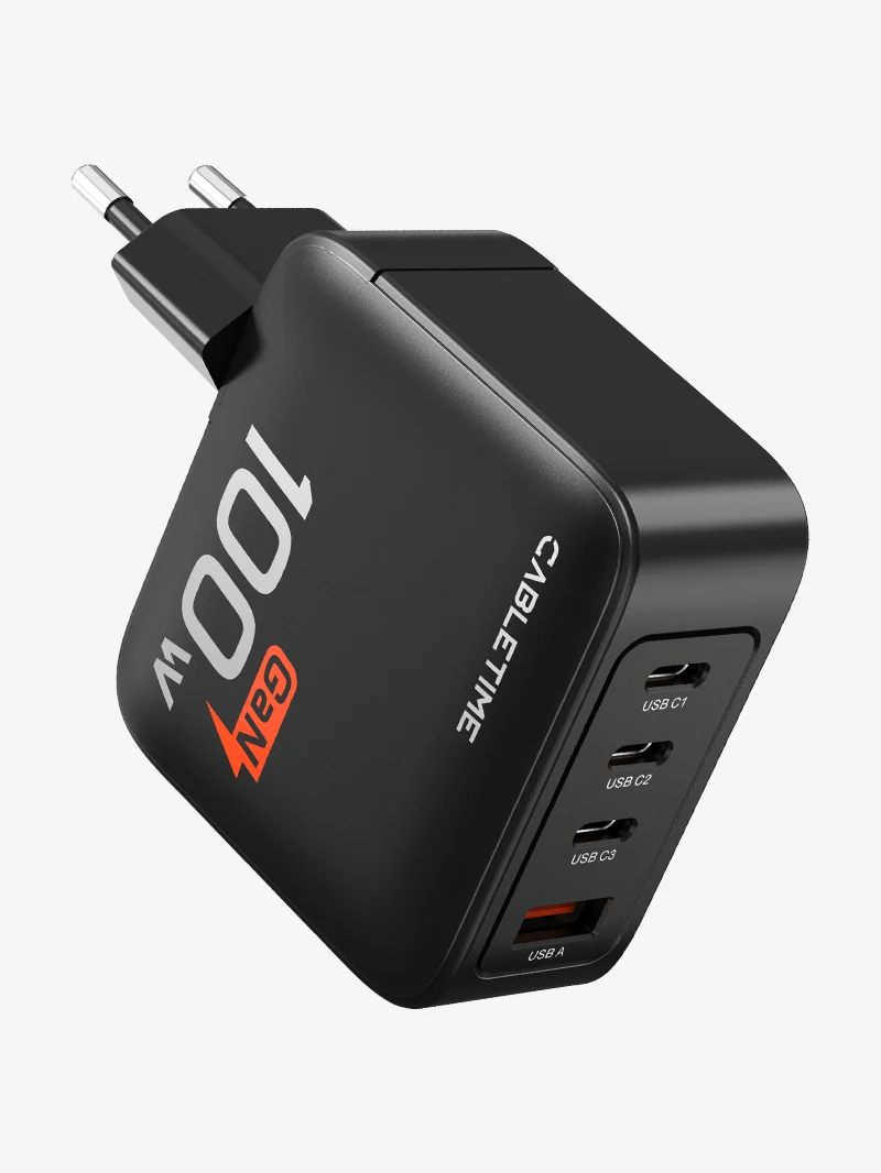 100W 4 Port USB GaN Wall Charger European for Laptop Apple MacBook Dell