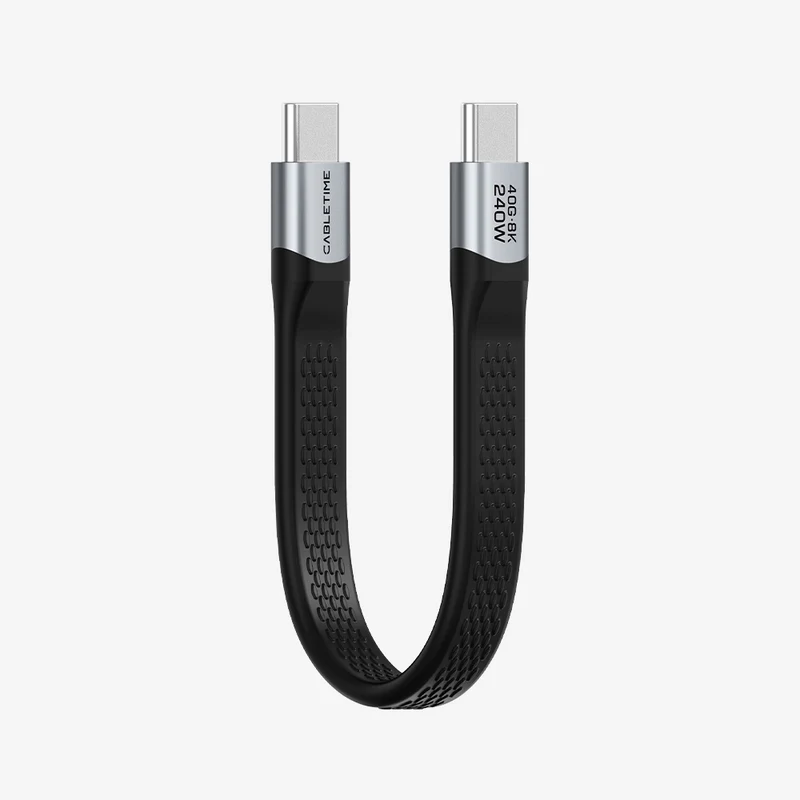 Short Flat USB 4 Type C Cable 40Gbps 240W Fast Charging 8K@60Hz for iPhone Android