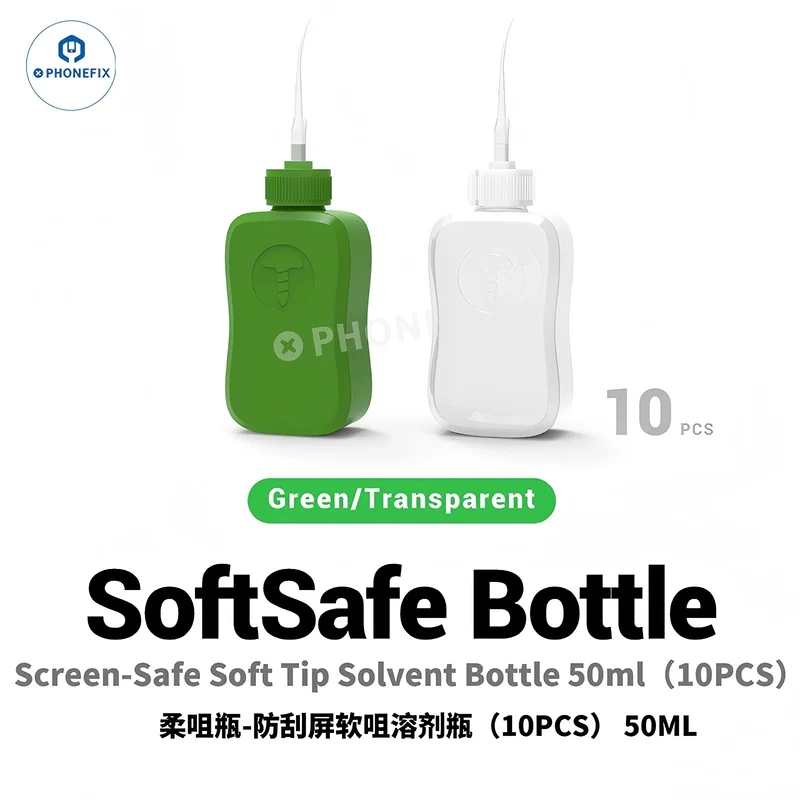Flacon de solvant liquide 2UUL de 50 ml avec embout souple sans danger pour l'écran, idéal pour la réparation de téléphones.
