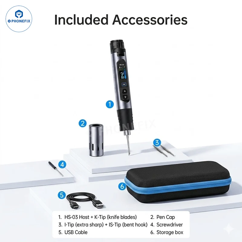 Fer à souder sans fil FNIRSI HS-03 avec pointes F210 pour la réparation de téléphones