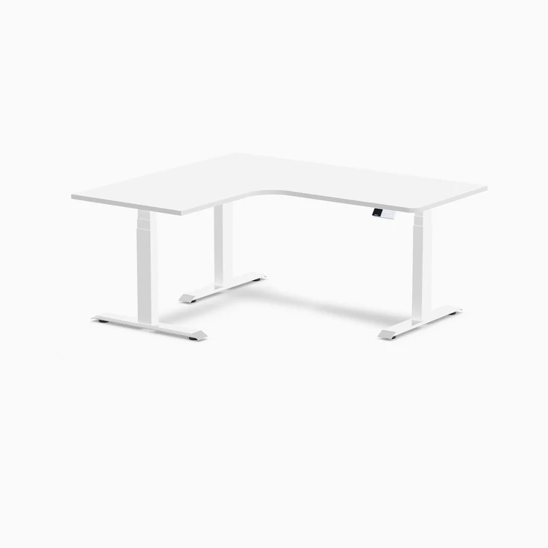 Desky L-Shape Melamine Sit Stand Desk 1600x1400mm - Left Return (White)