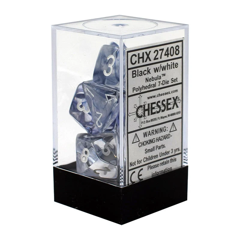 Chessex CHX 27408 Nebula Black/White 7-Die RPG Dice Set