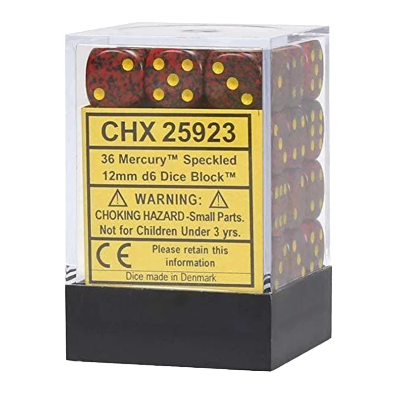 Chessex CHX 25923 Speckled 12mm D6 Mercury Block (36 Dice)