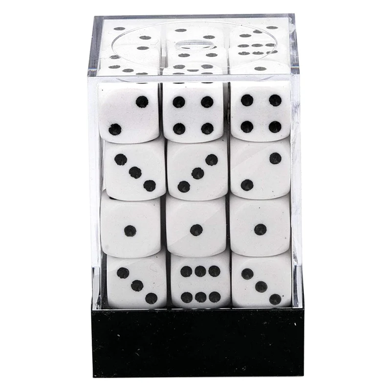 Chessex D6 Dice Opaque 12mm White/Black 36pcs