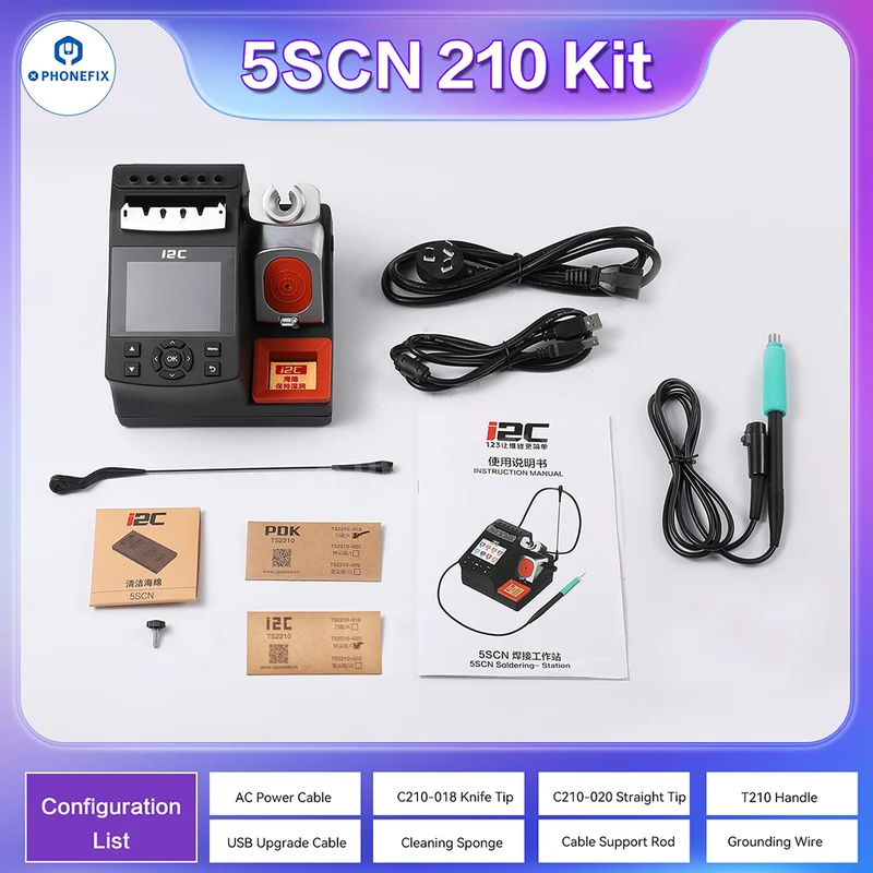 Station de soudage industrielle i2C 5SCN 200 W avec pointes C245, C210 et C115