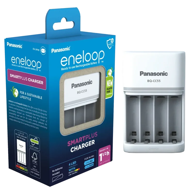 Chargeur Panasonic Eneloop BQ-CC55 – Piles rechargeables AA / AAA Ni-MH
