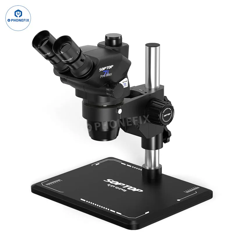 Microscope trinoculaire SOPTOP 71 Pro Max 6.7-45X pour la réparation de téléphones