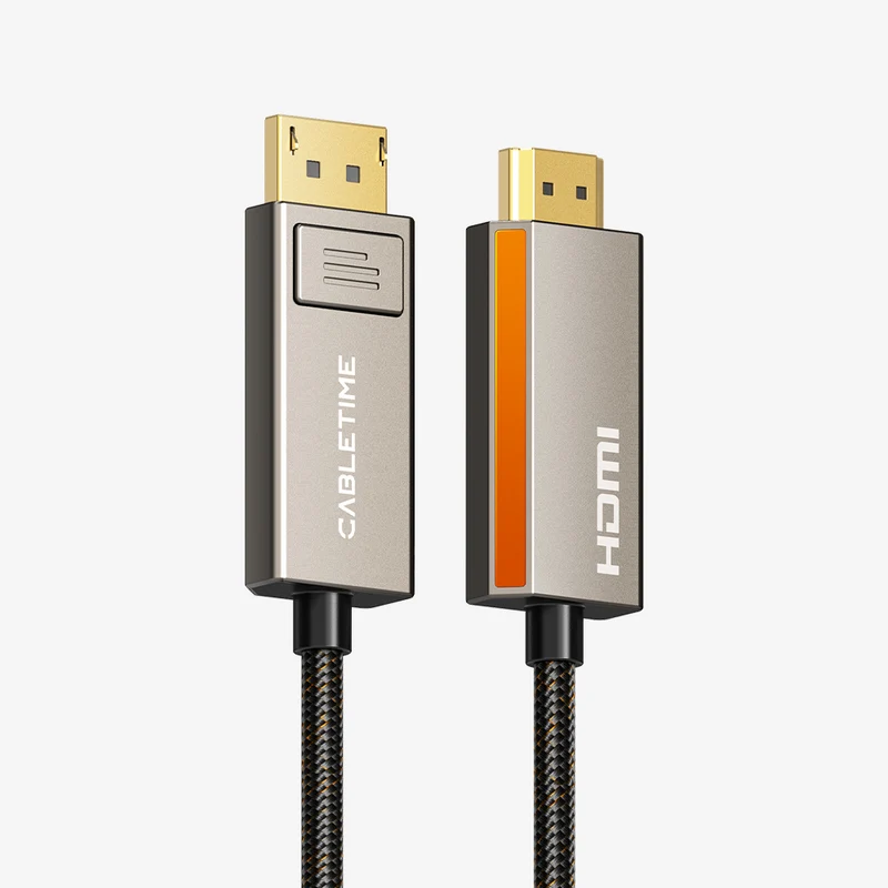 Uni-directional 8K 60Hz Displayport 1.4 to HDMI 2.1 Cable 4K 120Hz