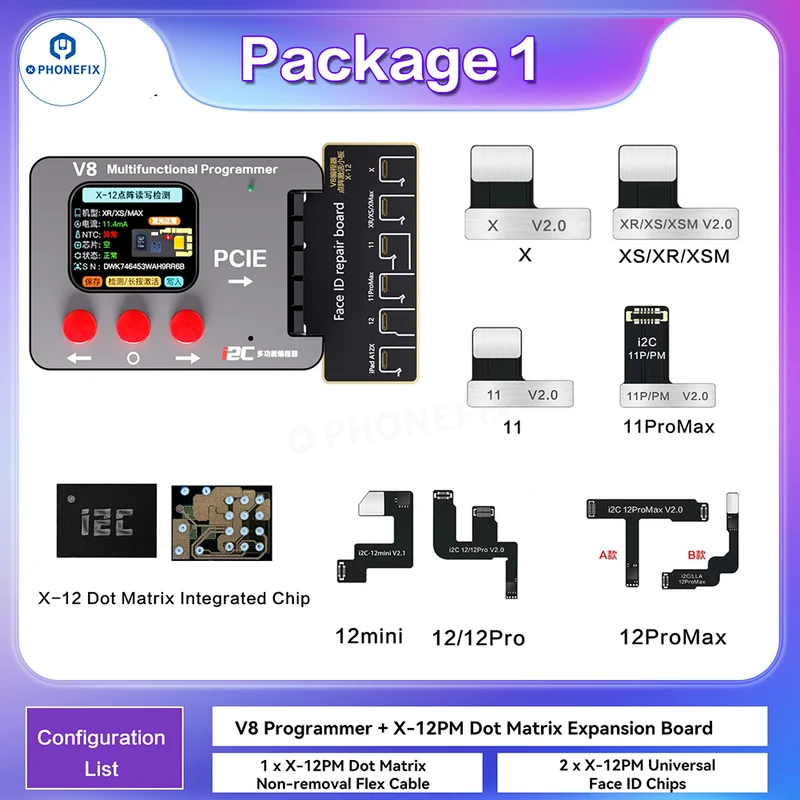 Programmateur de téléphone multifonctionnel i2C V8 pour la réparation de Face ID iPhone