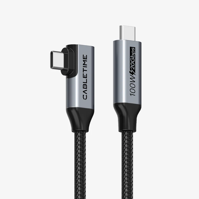 90 Degree Right Angle USB C to USB C Cable 20Gbps 100W 4K