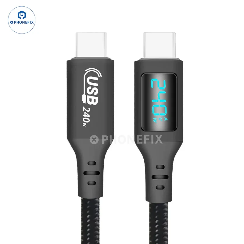 Câble de données USB 2.0 Type-C avec affichage numérique pour téléphone/MacBook