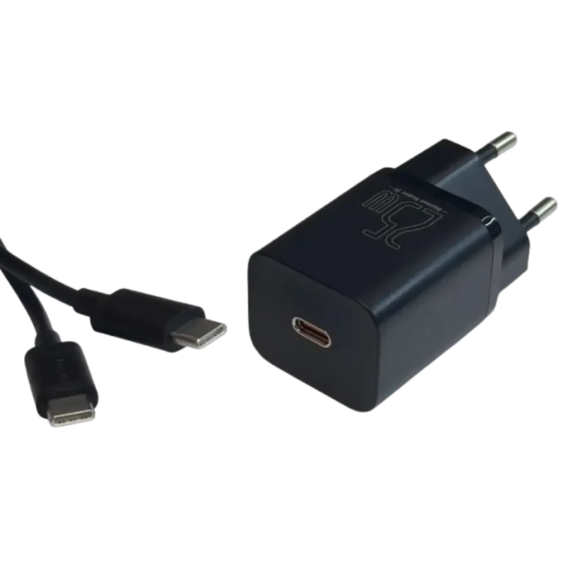 Chargeur 25W IPHONE-ANDROID - USB-C avec câble - Noir