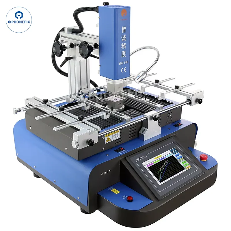 Station de retouche BGA WDS-580 pour le dessoudage, le rebillage et le soudage de circuits intégrés BGA et CMS.