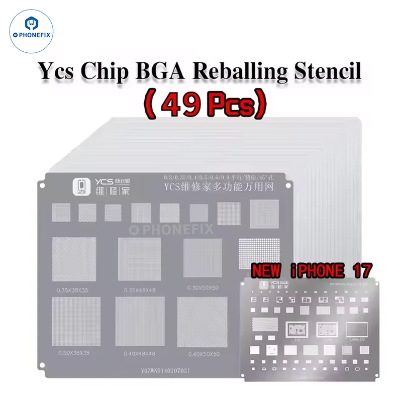 Pochoirs de rebillage BGA mobiles YCS pour puces CPU de téléphones iPhone et Android
