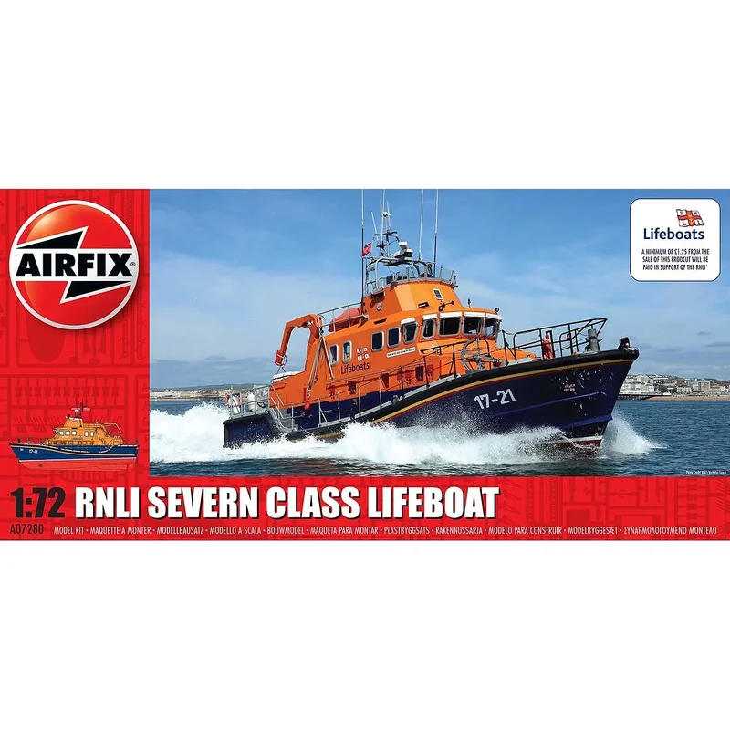Airfix 1/72 RNLI Severn Class Lifeboat Scaled Plastic Model Kit