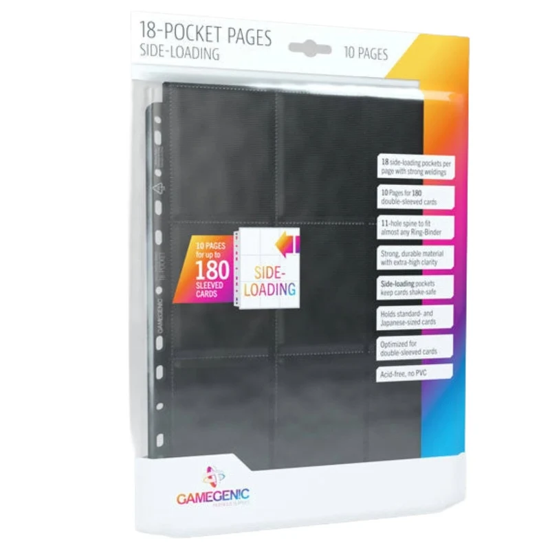 Gamegenic Sideloading 18 Pocket Pages 10-Pieces Pack (Black)