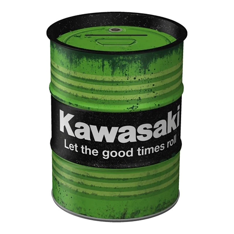 Nostalgic-Art Money Box Oil Barrel Kawasaki Let The 9.3x9.3x11.5cm