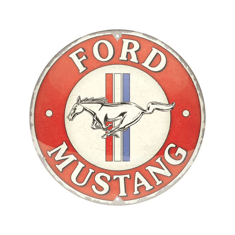 Nostalgic-Art Round Vintage Ford Mustang Decorative Sign Plaque 35x35x0.5cm