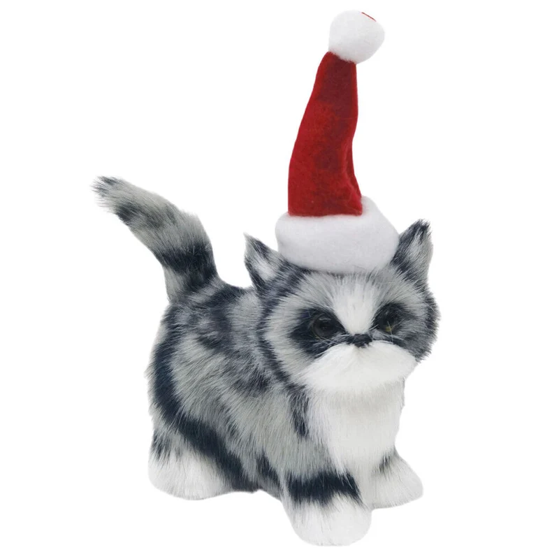 Urban Furry Cat Hanging Christmas Tree Decoration 7cm White/Grey