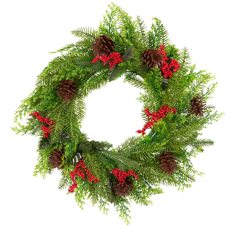 Santa's Helper Pine Cone Christmas Wreath Wall Hanging Holiday Decoration 50cm