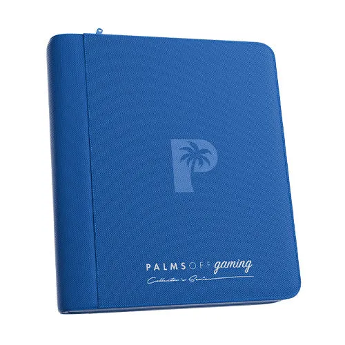 Palms Off Gaming Collector's Series 4 Pocket Card Loader TOP LOADER Clear Zip Binder - Blue