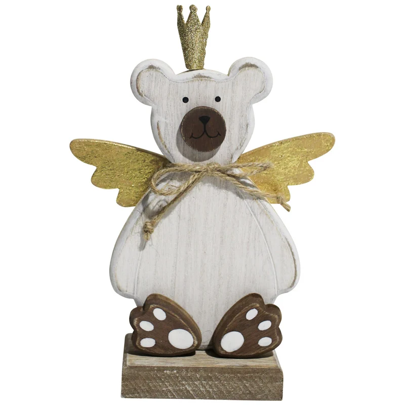 LVD Metal/MDF Christmas Teddy with Wings Tabletop Decoration 18x13cm