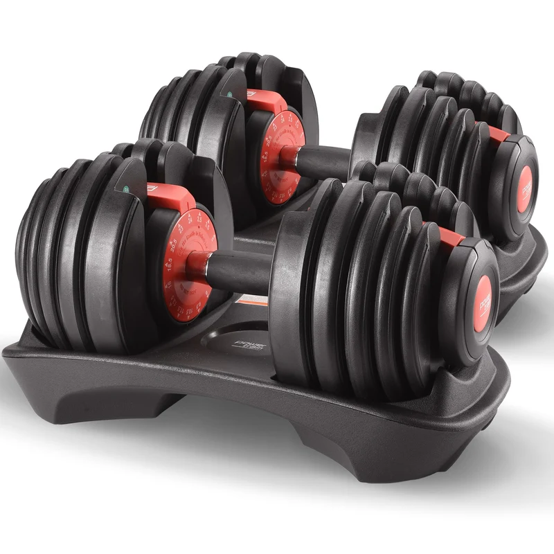 Powertrain 2x 24kg Adjustable Dumbbells Set (Red)