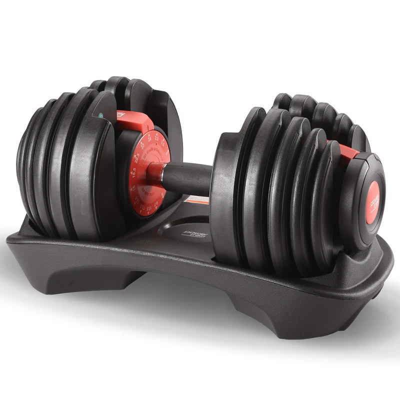Powertrain 24kg Adjustable Dumbbell Home Gym Exercise Weights Free Workout (Red)