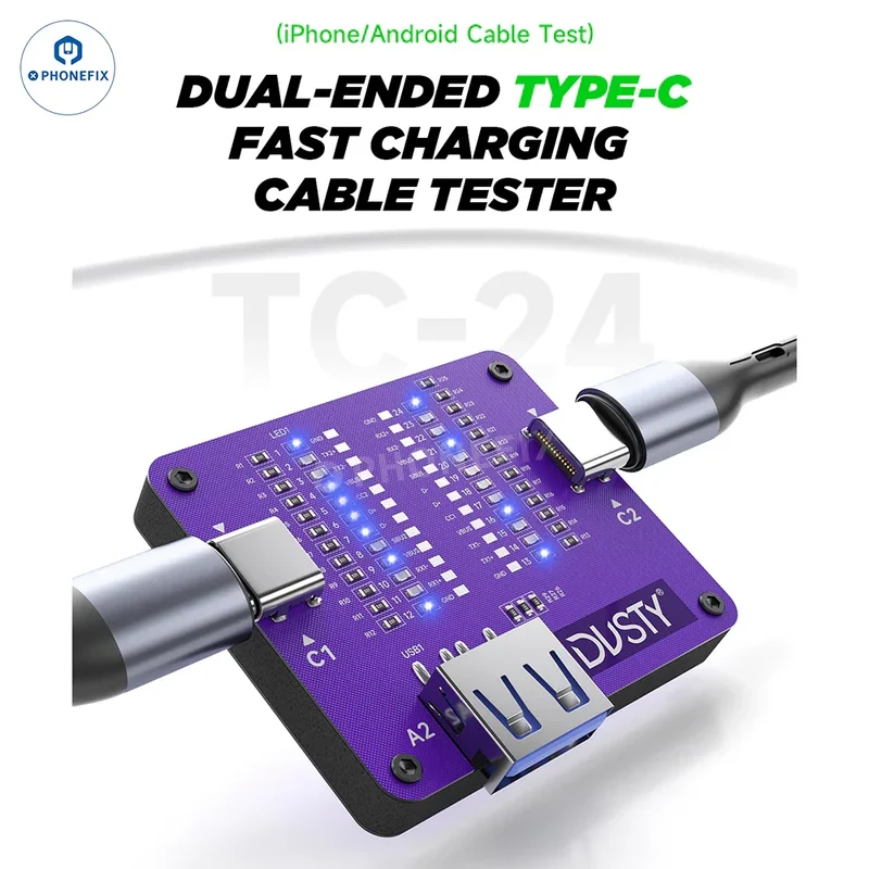 Testeur de broches de défaut de circuit pour câble de données Type-C MECHANIC TC-24 Dusty