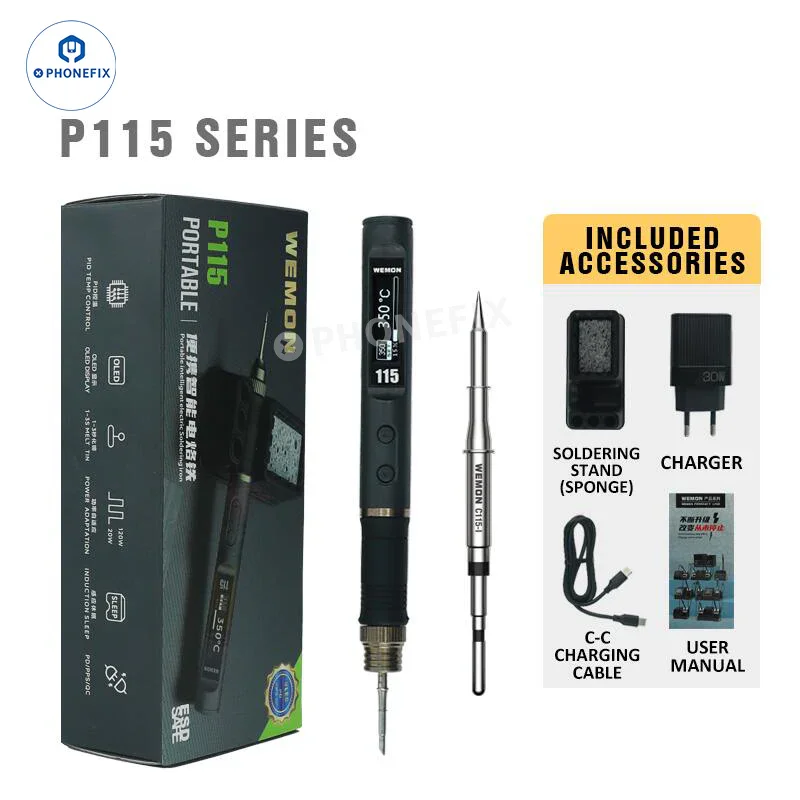 Fer à souder portable WEMON compatible avec les pannes C115, C210, C245 et T12