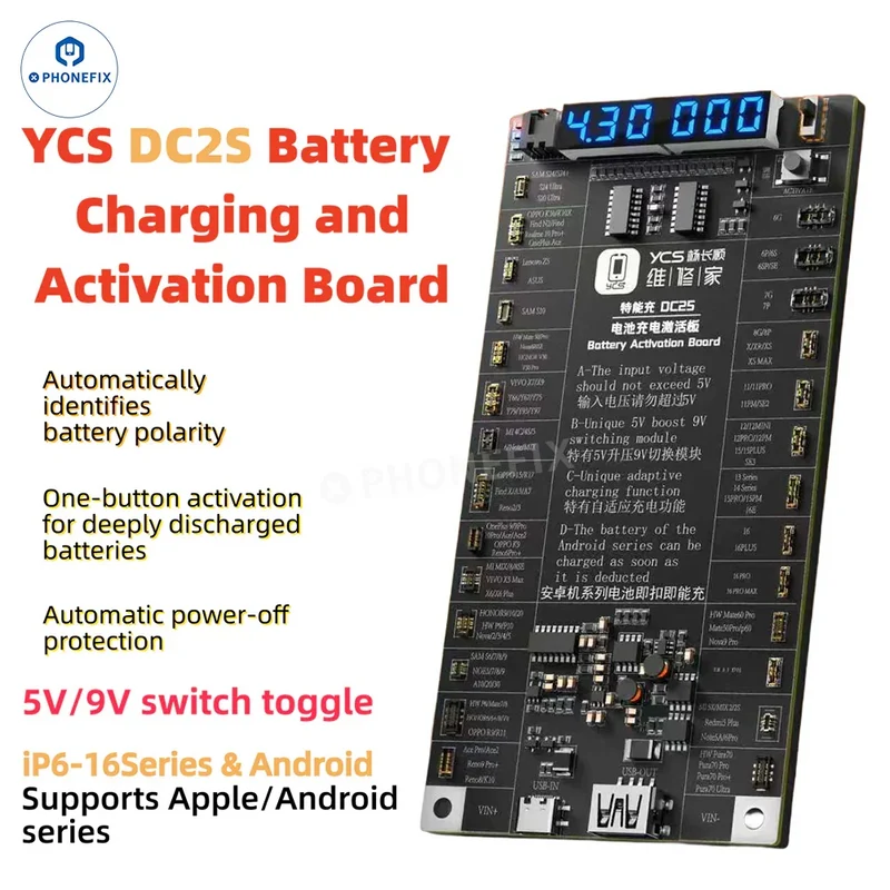 Carte d'activation de charge de batterie YCS DC25 pour iPhone 6-16 et Android