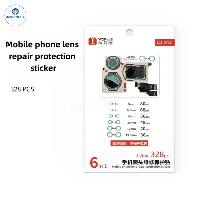 Autocollant de protection d'objectif d'appareil photo de téléphone YCS, lumière bleue non nocive