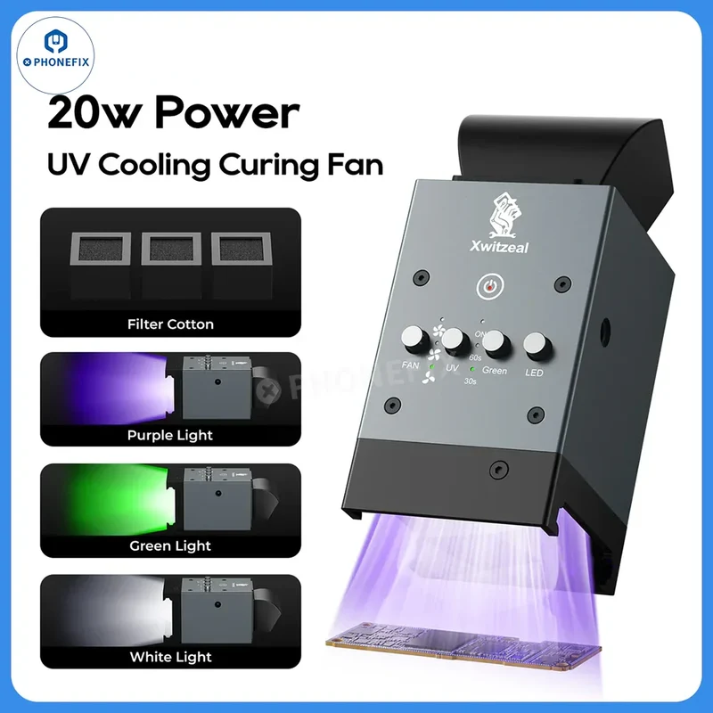 Ventilateur de refroidissement à séchage UV XwitZeal FAN1 pour réparation de circuits intégrés de carte mère de téléphone
